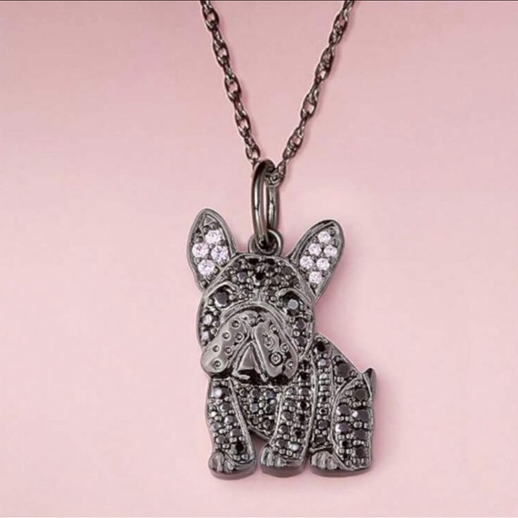 French Bulldog Rhinestone Necklace - Picture 2 of 2